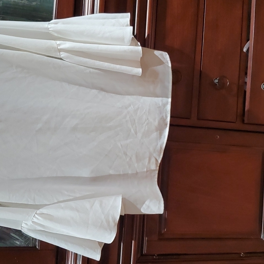 Sears blouse flutter sleeves white medium - Picture 3 of 4
